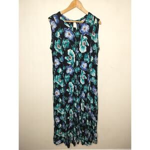 Vtg American Angel Floral Rayon Maxi Dress